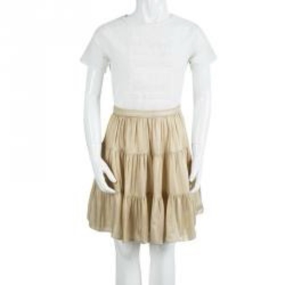 Joseph “Petra” Tiered Skirt 100% Silk Size 40 Medium Lined Gold Metallic - Picture 2 of 10